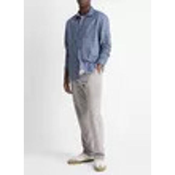 Vince Long Sleeve Blue Button Down Shirt Heather Coastal 100% Cotton Retail $228 - Picture 1 of 13